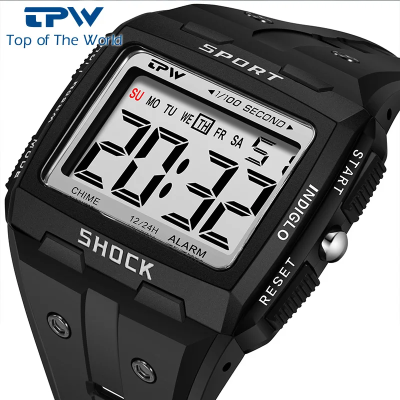 New Men Sports Watch Electronic Multi-functional Digital Students LED Screen Mountaineering Cycling Watches Waterproof StopWatch