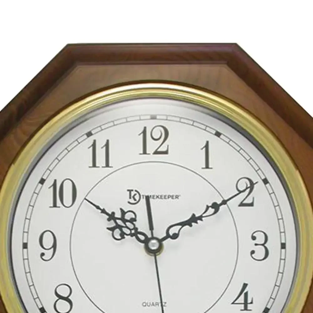 Modern Pendulum Wall Clock Westminster Chime Faux Wood Case Glass Lens AA Battery