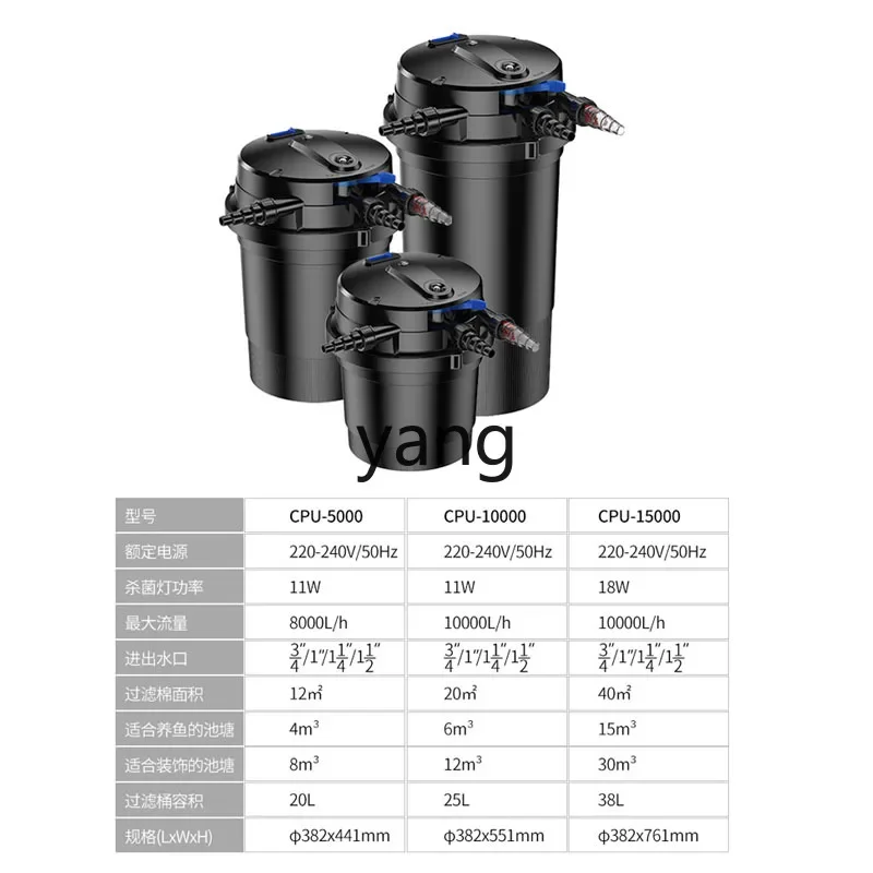 

LTT fish pond filter water circulation system external filter bucket outdoor automatic water purification device