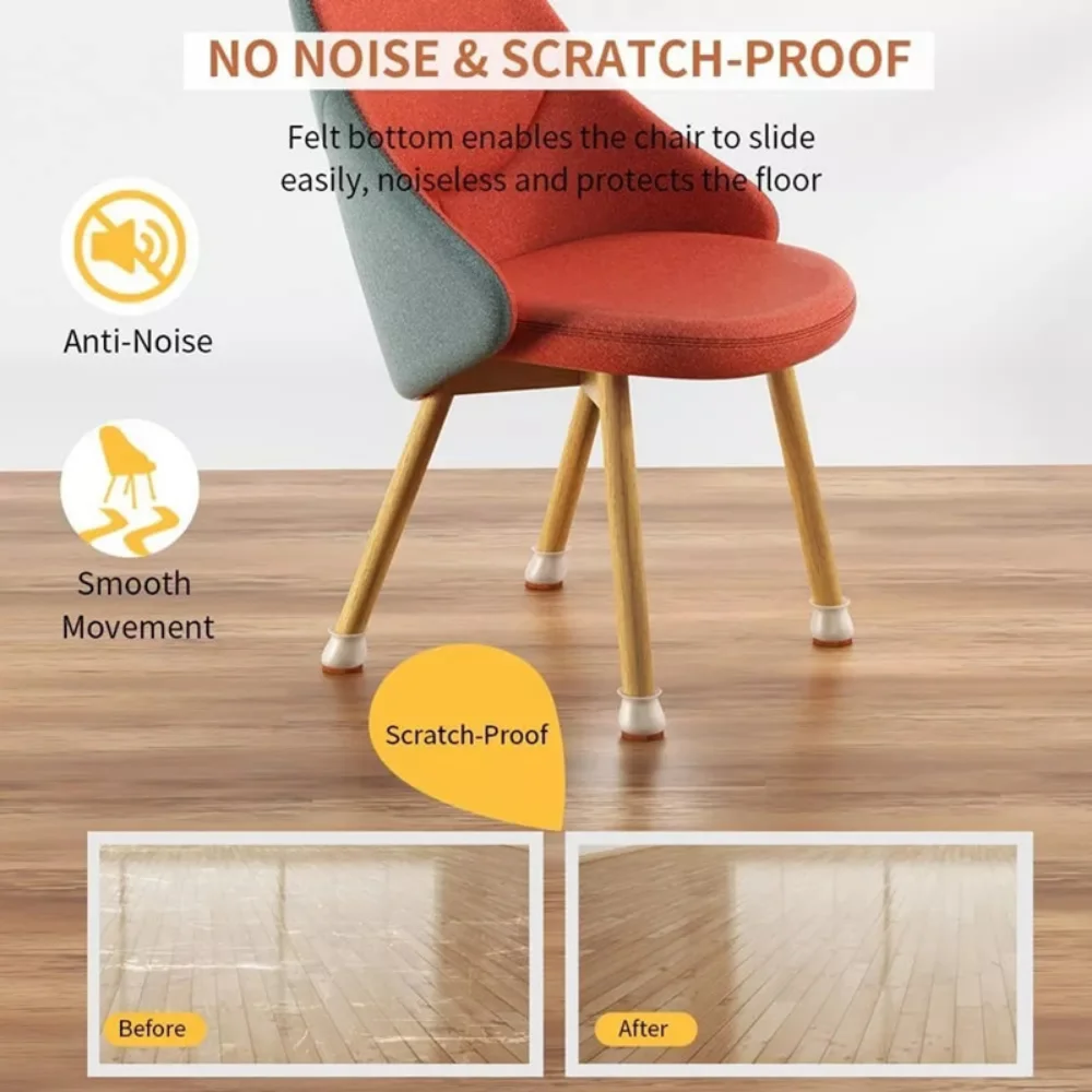 8/16pcs Silicone Table Chair Leg Caps With Felt Anti-Slip Pad Furniture Feet Cover Wooden Floor Scratch Resistant Protectors Mat