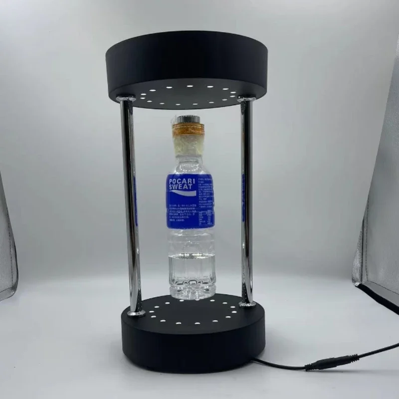 customize magnetic levitation floating bottle can drinks display stand