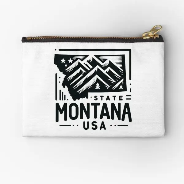 

State Of Montana Zipper Pouches Pure Small Bag Women Socks Panties Money Storage Coin Cosmetic Key Wallet Pocket Men Packaging