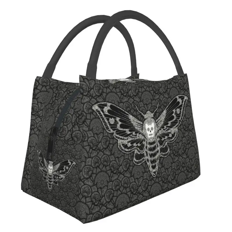 Gothic Death Moth Resuable Lunch Box Women Waterproof Cooler Thermal Food Insulated Occult Witchcraft Lunch Bag Picnic Bags
