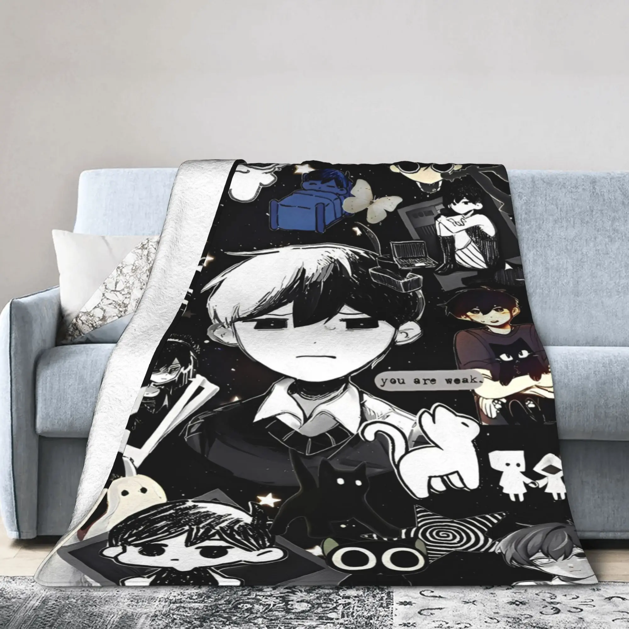 Omori Hot Game Printed Blanket Quality Super Warm  Throw Blanket Winter Airplane Travel Couch Chair Fluffy Bedspread