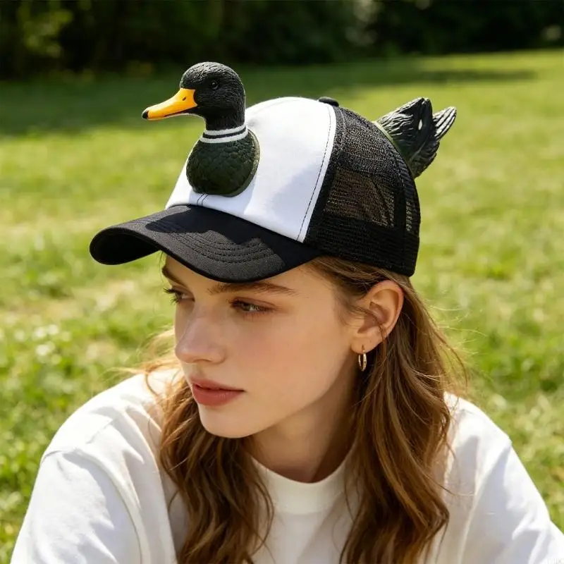 3D Duck Accent Cap with Mesh Panels and Adjustable Closure for Travel, Market Outings, and Everyday Casual Wear Y166
