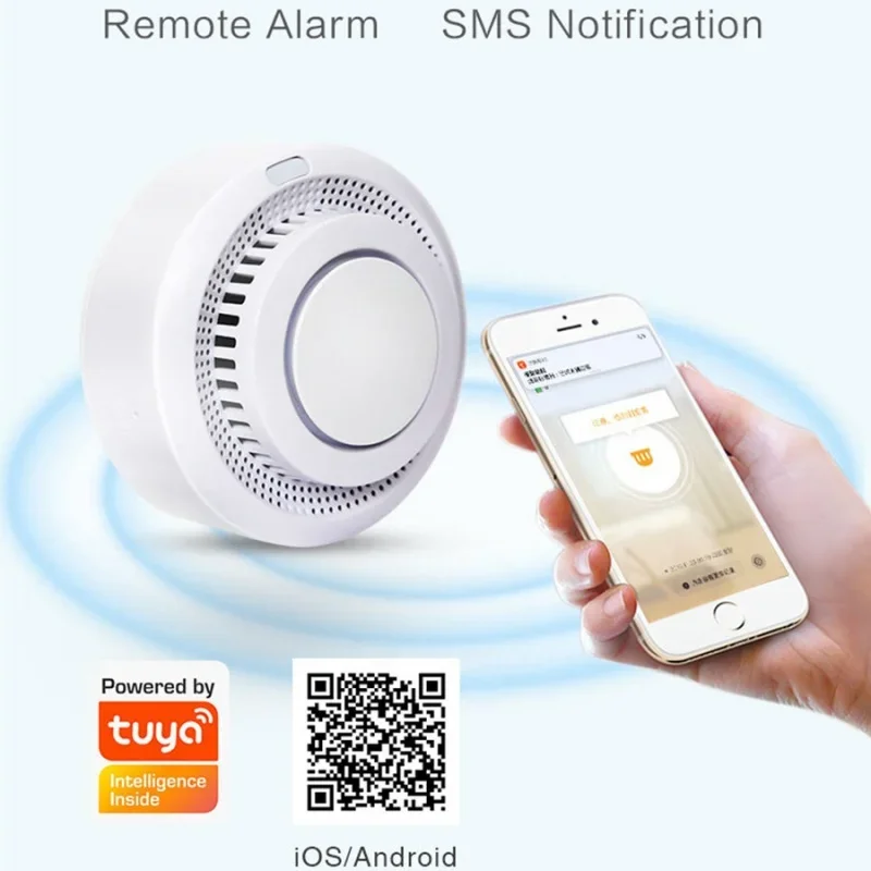 WiFi Fire Detector Smart Fire Alarm WiFi Battery-Powered Fire Detector Real-Time Home Security Wireless APP Notification