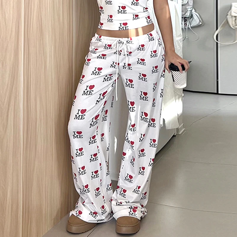 Dames losse comfortabele huisstijl bedrukte letterbroek herfst casual nieuwe mode damesbroek