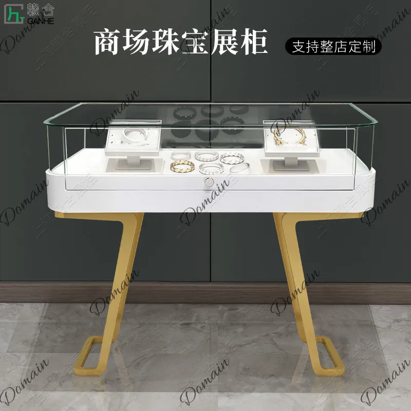 Multifunctional jewelry table Metal jade display Glass counter Simple shopping mall Watch cabinet Modern light luxury