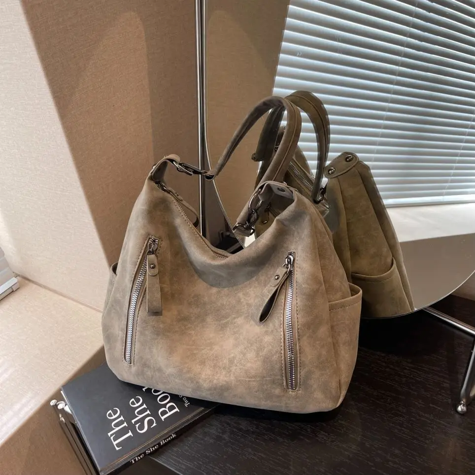 Retro Style Hobo Bag For Women Large Capacity Tote Bag Classic PU Leather Shoulder Bag Purses Single Shoulder Crossbody Bag