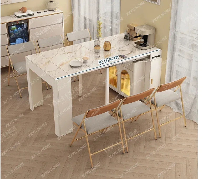 

Household Invisible Storage Retractable Folding Dining Table and ChairStone Plate Dining Table Multifunctional Furniture