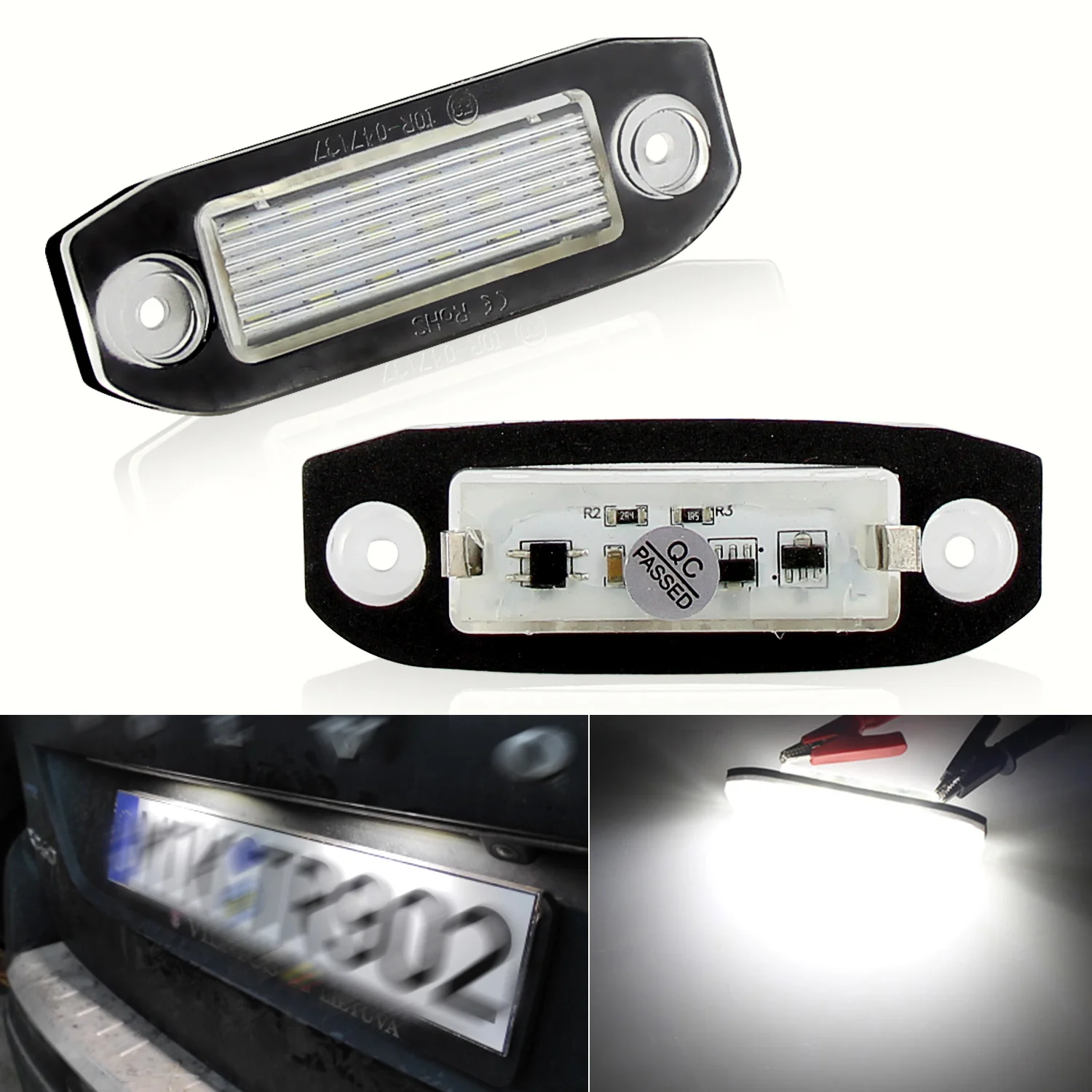 

2PCS LED License Plate Lights for Volvo S80 XC90 S40 V60 XC60 S60 C70 XC70 V70 - Number Lamp Car Assembly White 6000K Error Free