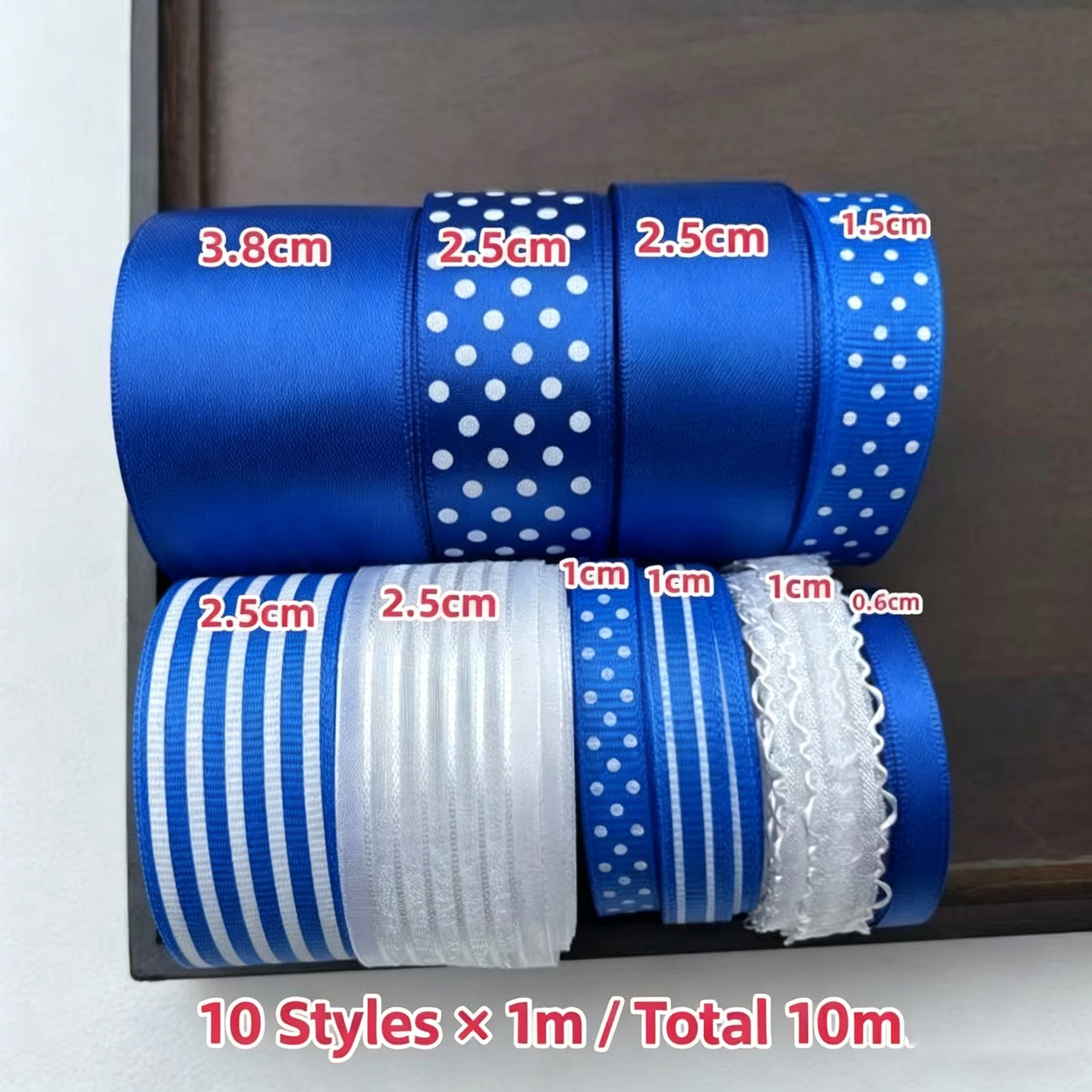 10-teiliges Set mit mehrfarbigen koreanischen Polka-Dot-Bändern, handgemachtes DIY-Material, Geschenkverpackungsdekoration, niedliches Geschenk 2026 – Detail 10