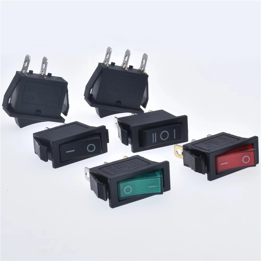 5pcs KCD3 Self-locking Rocker Switch ON-OFF 2/3 Pin Electrical equipment With Light Power Switch 16A250V/20A125V Home / Industry