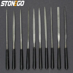 STONEGO Needle Files Set, 5PCS/10PCS, 3x140mm, for Jewelers, Diamond Carving, Metal, Glass and Stone Crafts, Hand Tool