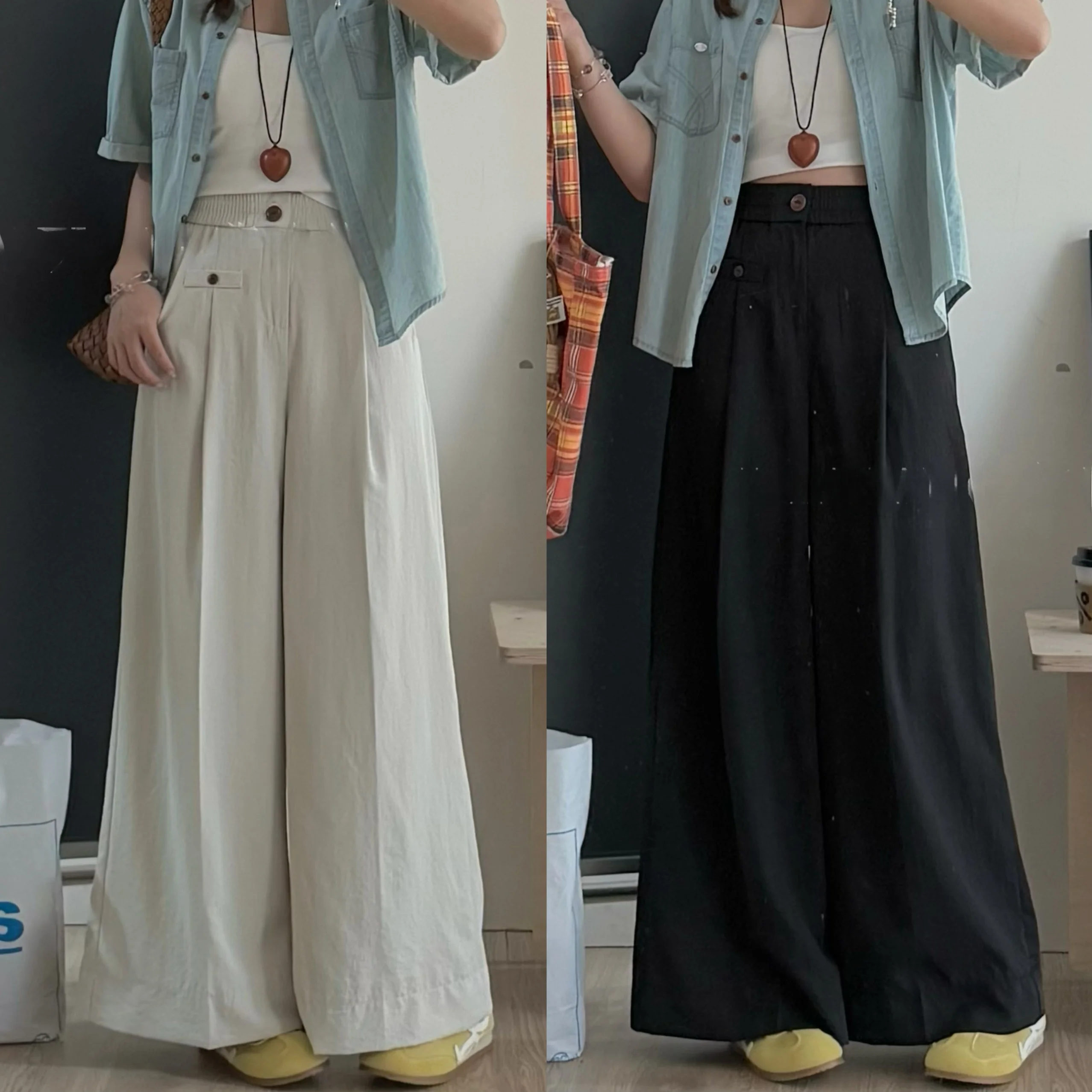 

Женские повседневные брюки с высокой талией, широкими штанинами, дышащие, с кислородопроницаемой тканью, свободного кроя, удобные, прямые, типа «труба»