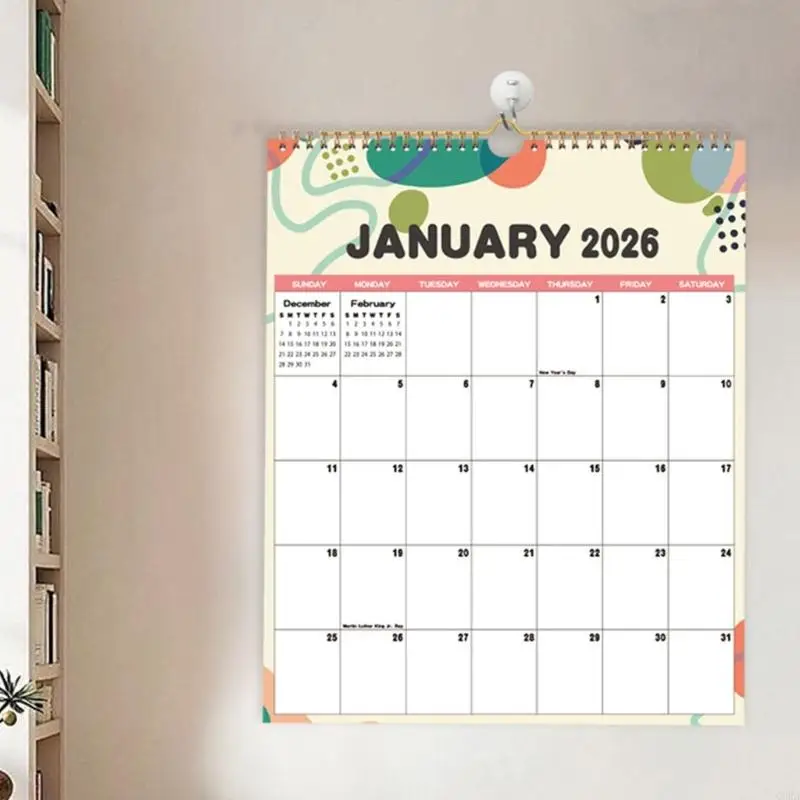 

CORA 2026 Wall Calendar Planner With Unlined Daily Blocks and Date Highlight