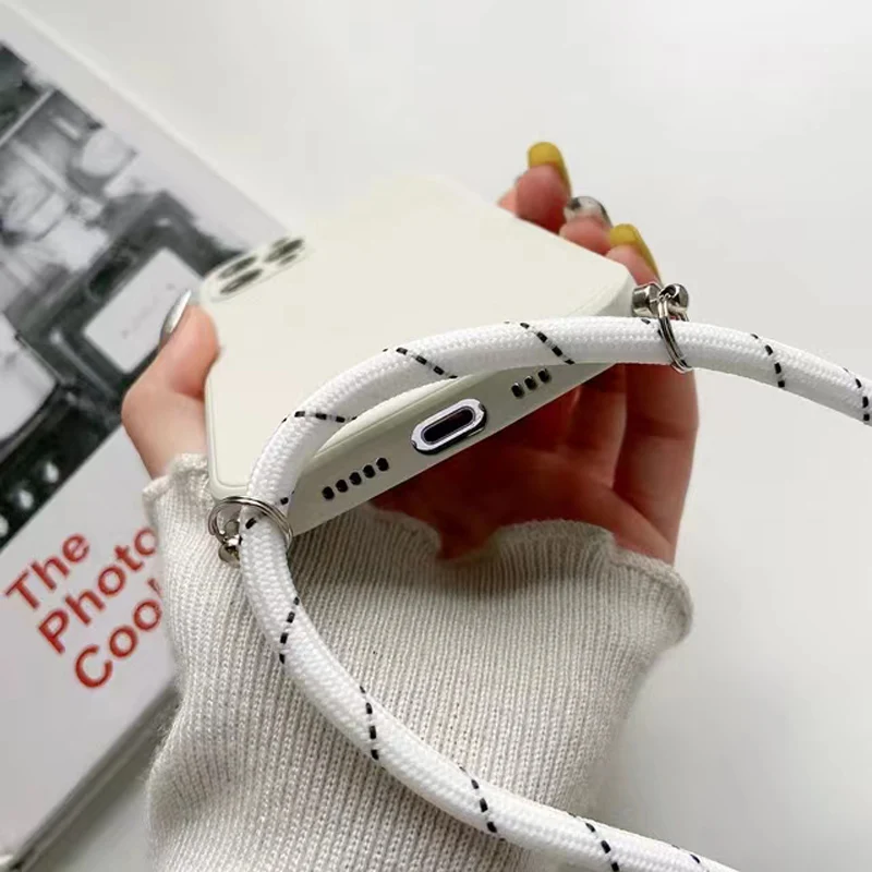 Necklace Strap Cord Crossbody Lanyard Liquid Silicone Case For Google Pixel 7 6 8 Pro 7A 6A Back Cover On Pixel 8 Pro 5 5A Funda
