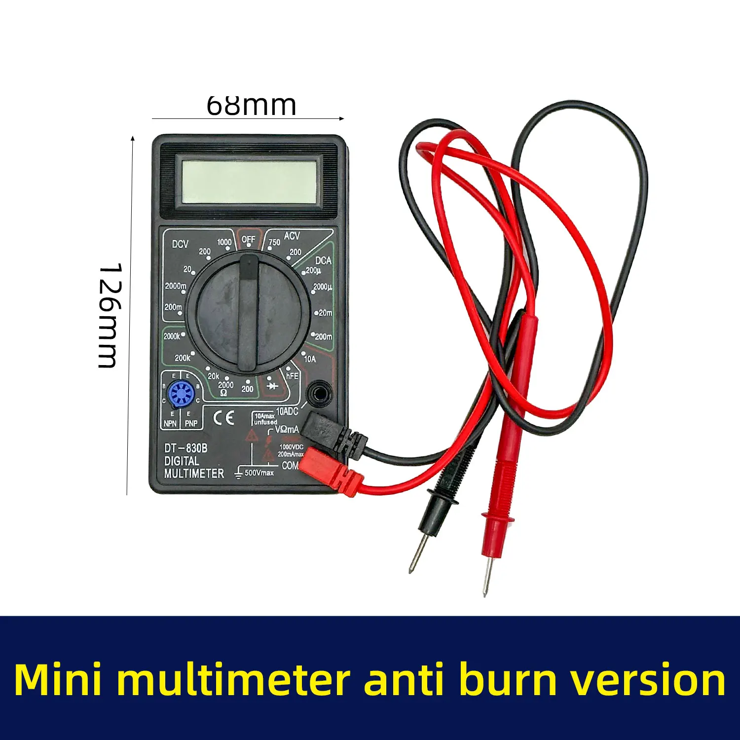 Multifunctional intelligent anti-burn multimeter 9999 words true RMS electronic component tester tool