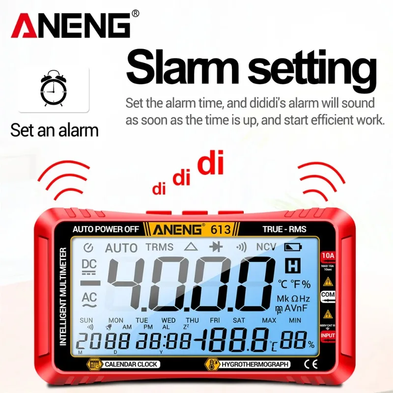 ANENG 613 Smart Multimeters DC/AC Voltage Capacitor Tester 4000 Counts 10A Current 600V Voltmeter Test Alarm Clock Set Tools