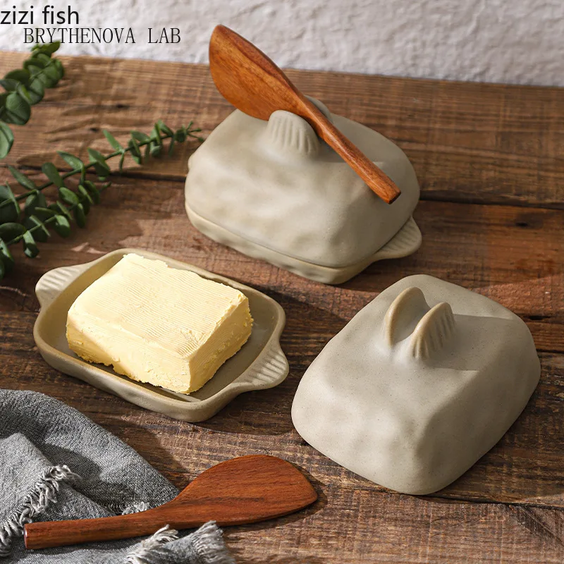Kitchen Specific Butter Box Ceramic Butter Plate with Lid Bread Plate Dining Dessert Plates Bowl Cheese Dish Fruit Plates Tray