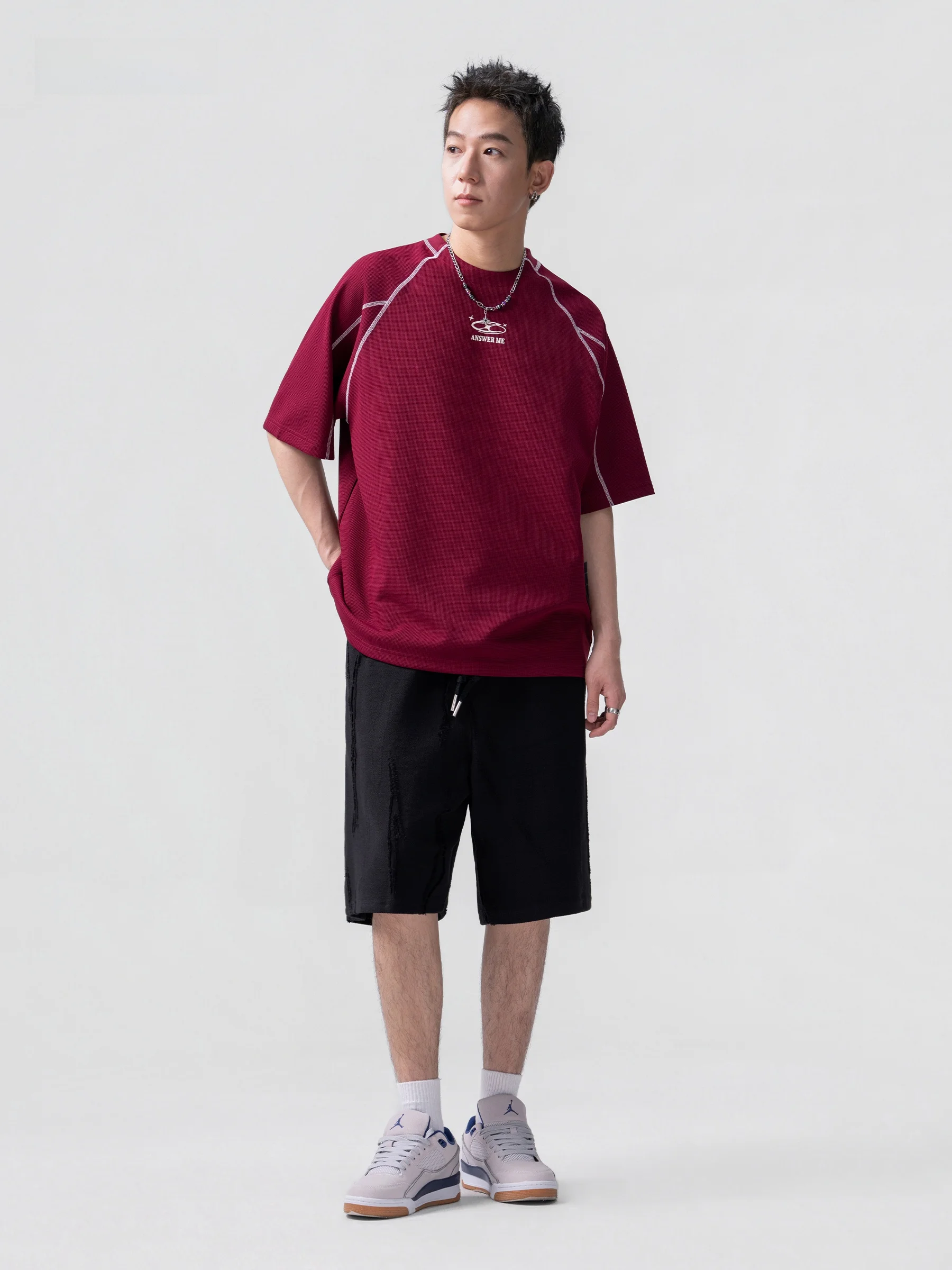 AOGZ Hasselblad Line Men's Short Sleeve T-Shirt Summer 2026 Casual Style Breathable Polyester Fiber round Neck Top
