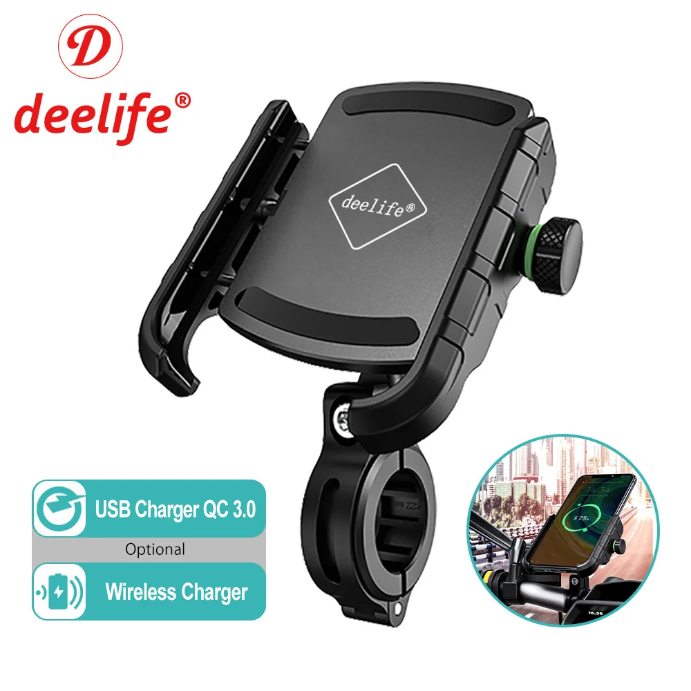 Deelife Motorcycle Mobile Phone Holder for Moto Motorbike Smartphone Mount Wireless Charging Cradle Support Cellphone Stand