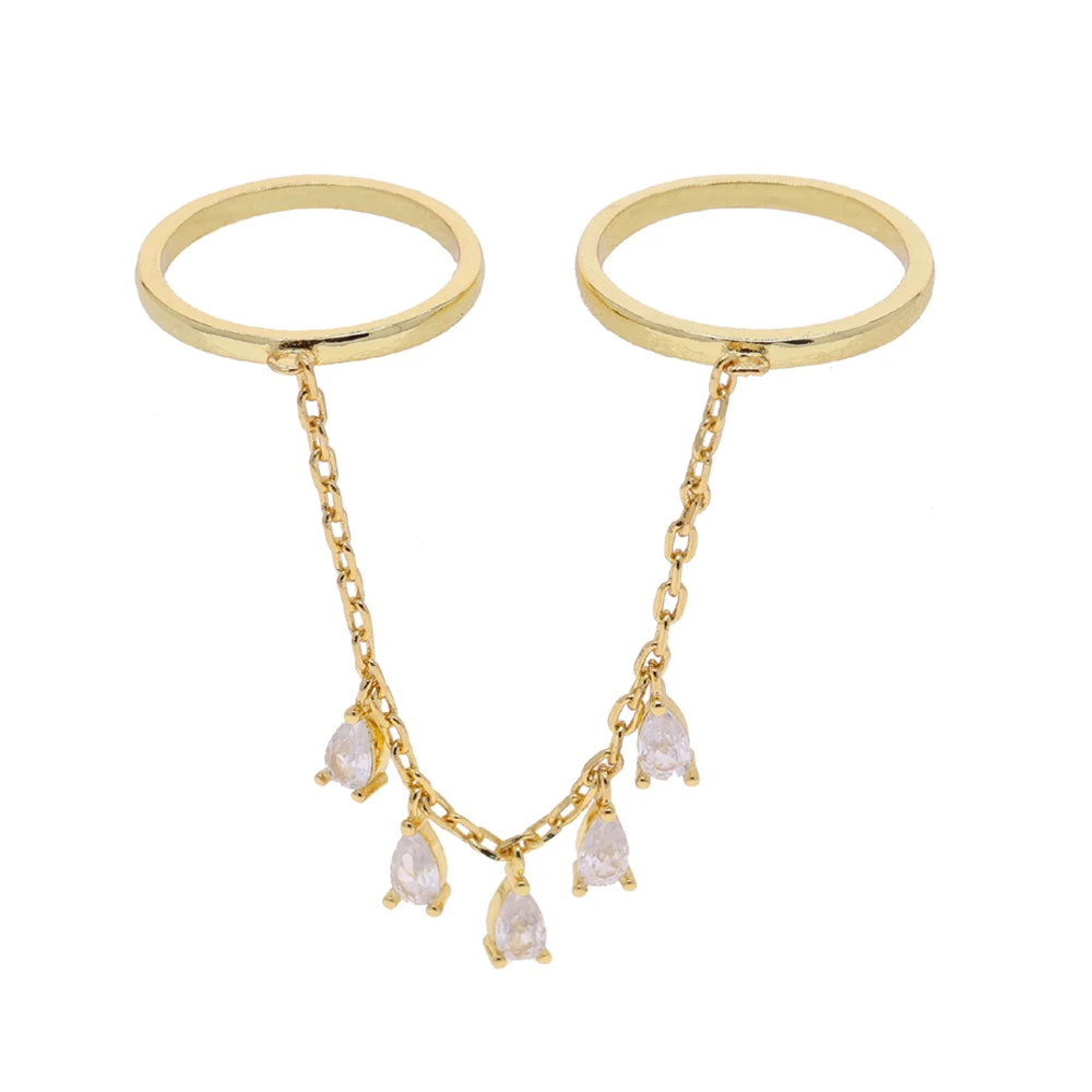 2025 جديد زركون المسيل للدموع قطرة ربط سلسلة خواتم للنساء الفتيات فريد تصميم هندسي حفلة يؤرخ وعد مجوهرات