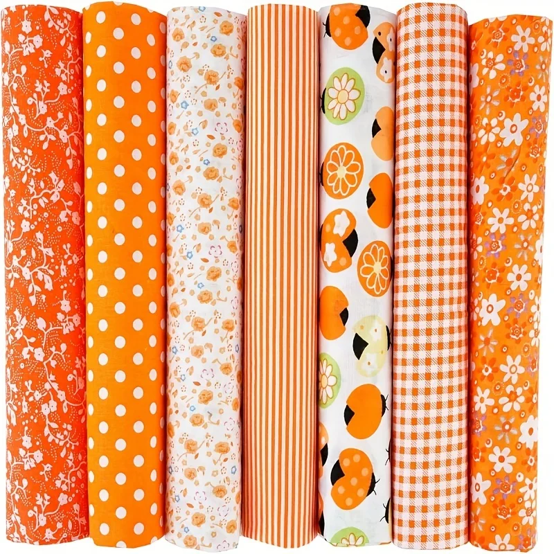 7 Stück Blumenmuster Baumwollstoff-Quadratstücke, Fat Quarter Stoffbündel, Bastelstoff für Patchwork, Nähen, Quilten, Basteln, DIY