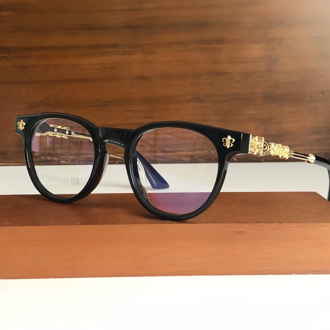 

2024, оправа для очков, женская индивидуальная высококачественная титановая ацетатная классическая круглая линза по рецепту для мужчин, декоративная линза для чтения