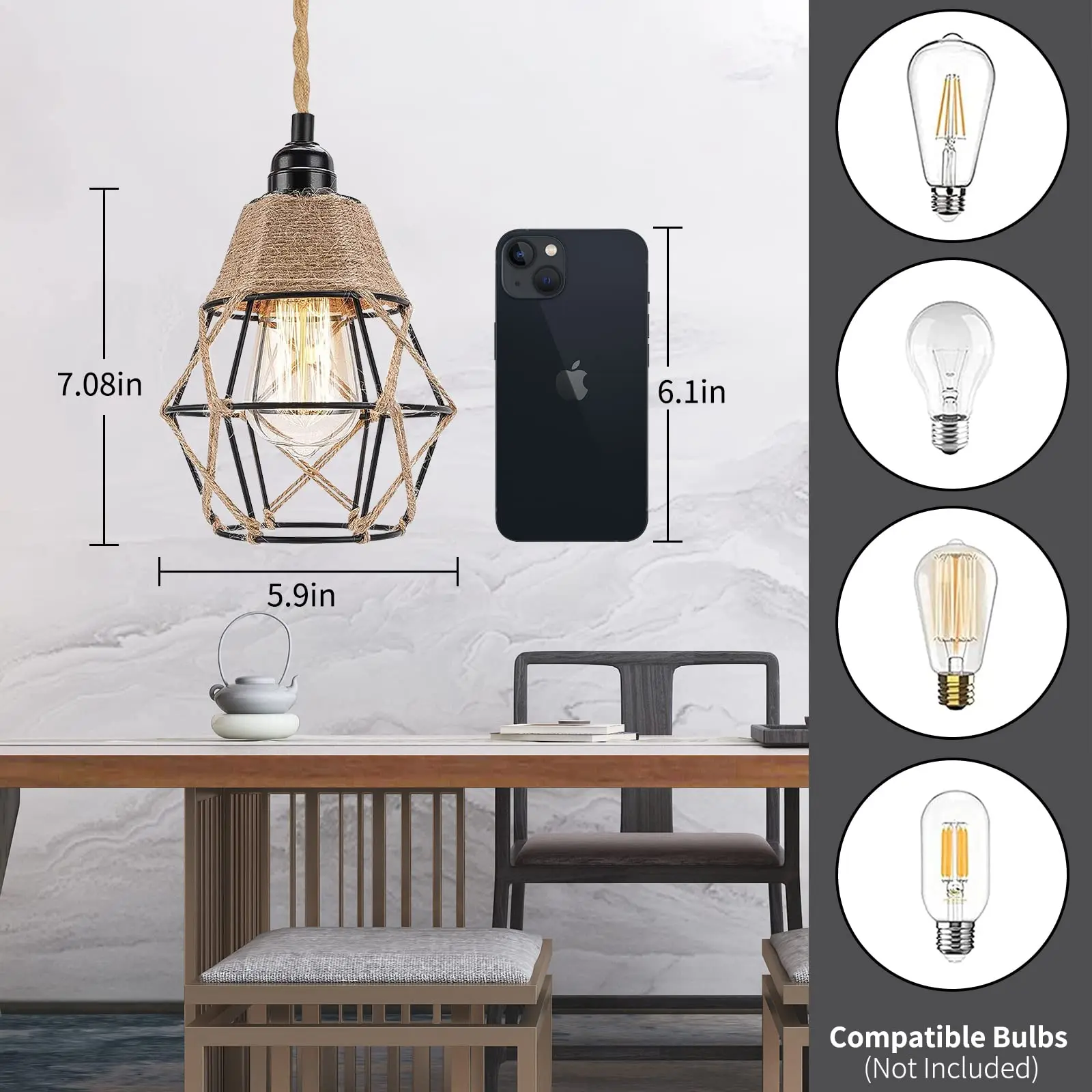 2M 3M 4.5M Netsnoer Hanglamp Gedraaid Hennepkabel Kooien E26 E27 Lamphouder Eu Stekker Met Schakelaar Edison Lampfitting