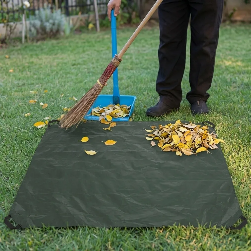 Waterproof For Leaf Hauler Tarp 6.5x6.5 ft PE Material with 4 Strong Handles for Yard Cleanup Sandpit Cover and Fire Blanket