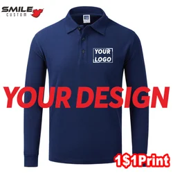 Autumn Winter Casual Long Sleeve Polo Custom Embroidered Logo Business Men And Women Lapel Shirts Printing Company Design Brand