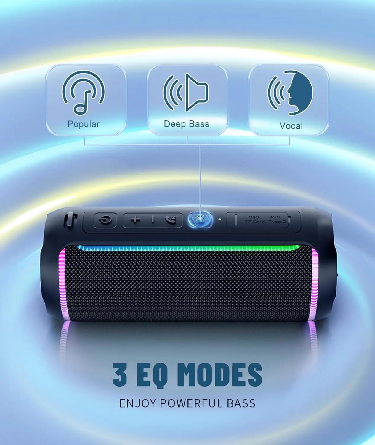 Ortizan X30 Tragbare Bluetooth-Lautsprecher, Bass Boost, 40 W, leistungsstarker kabelloser IPX7-wasserdichter Lautsprecher mit 6600-mAh-Akku, USB/TF/AUX – Detail 15