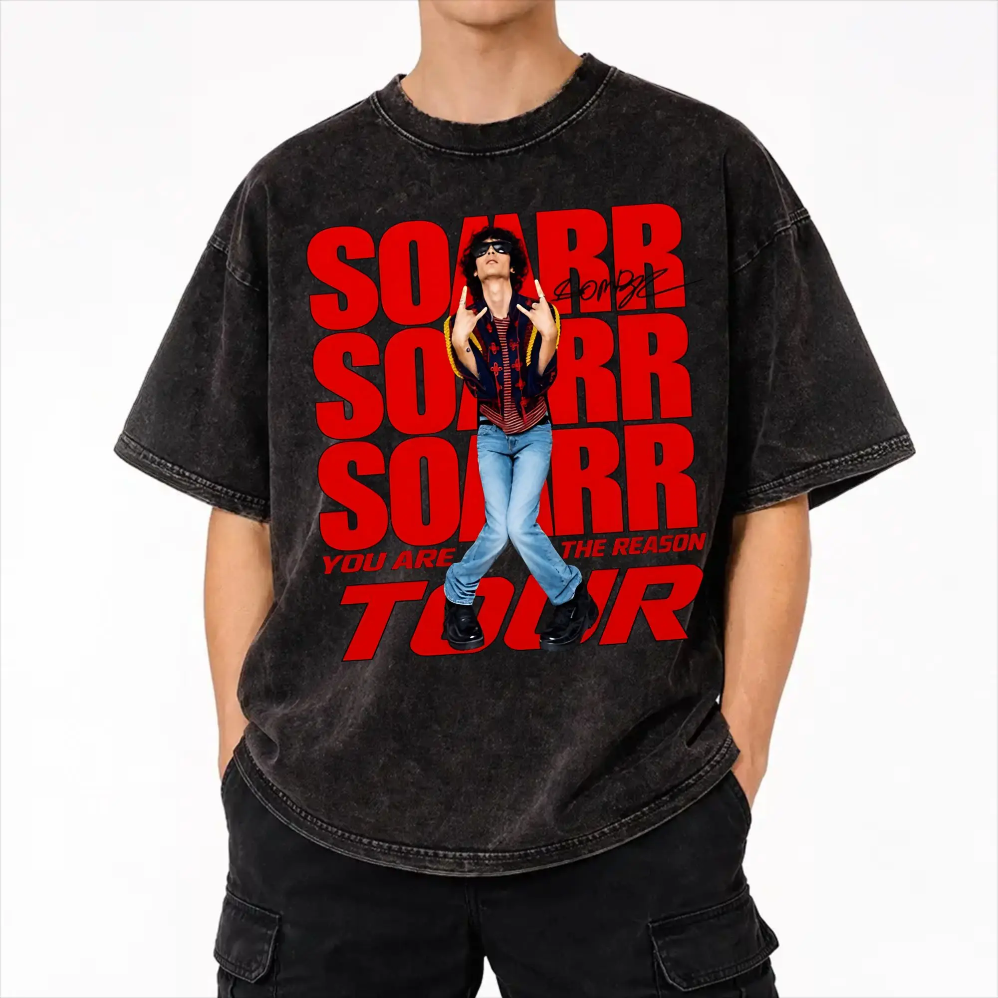 Sombr Youare The Reason World Tour 2026-2027 Merch Washed T Shirt Men Women Streetwear Hip Hop T-Shirts Summer