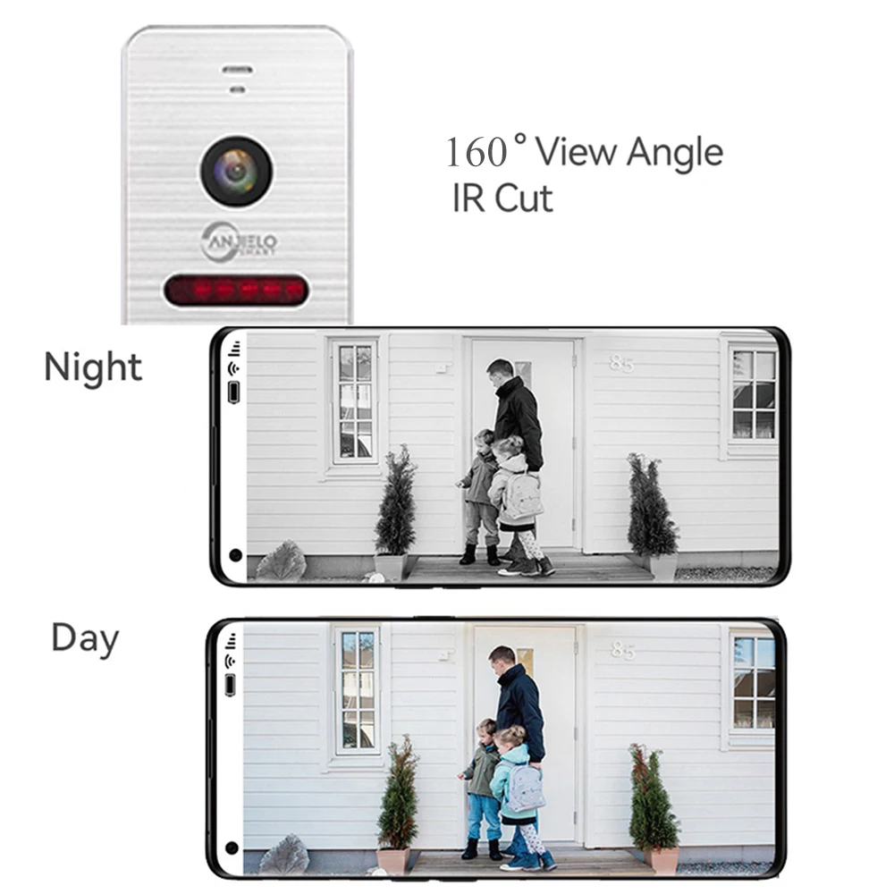 Tuya 7/10 Inch  three Touch Monitor Video Wifi Intercom Tuya Smart Home video two doorbell System 1080P 160°Wired Doorbell