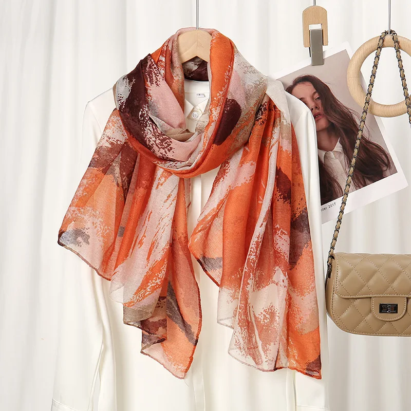 Van Gogh Ombre Tinte Malerei Viskose Schal Schal Dame drucken Voile weichen Pashmina Hijab und Wraps Foulard muslimischen Sjaal 180*85cm – Detail 6