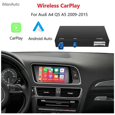 아우디 A4 B8 A5 Q5 2009-2015용 iManAuto 무선 CarPlay 안드로이드 오토 모듈, 미러링크 블루투스 오디오 후방 카메라 박스