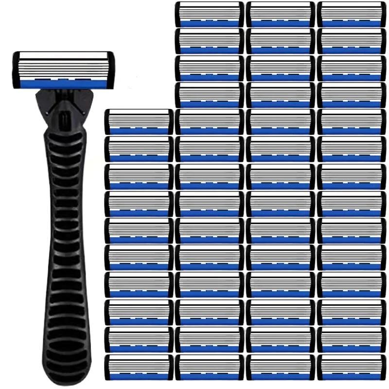 Lâmina de barbear de segurança masculina, barbeador manual de aço inoxidável, adequado para pele mista, depilação e acessórios de barbear