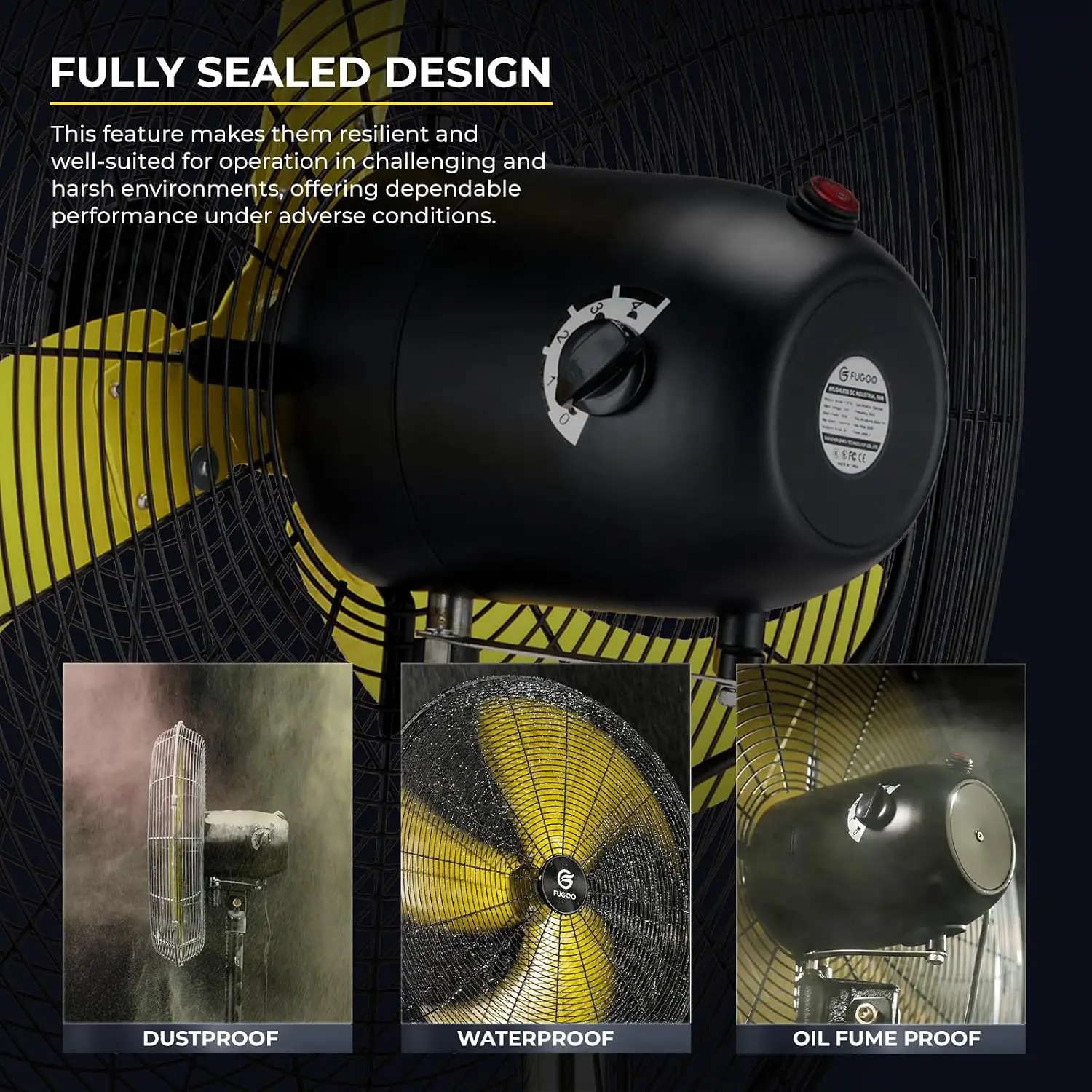 24'' Outdoor Oscillating Pedestal Fan With All Sealed Brushless DC Motor, 4-Speed Waterproof Outdoor Fan, Heavy, Customized view 6