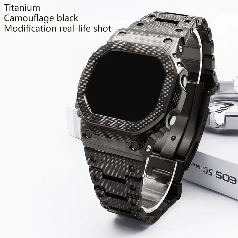 5600 5610 GMW-B5000 de aleación de titanio 5035 Mod Kit para reloj Casioak G5600E GWB5600 GWM5610 DW5600 caja de Metal y correa con herramientas