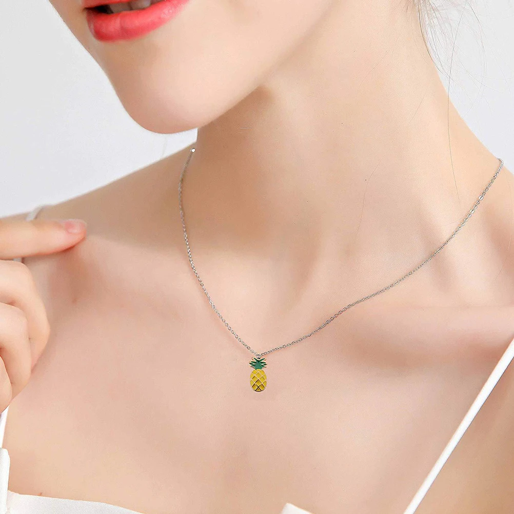2 قطعة قلادة الأناناس قلادة الفاكهة الاستوائية سلسلة الترقوة مجوهرات نسائية ملابس متينة هدية عيد ميلاد الزفاف