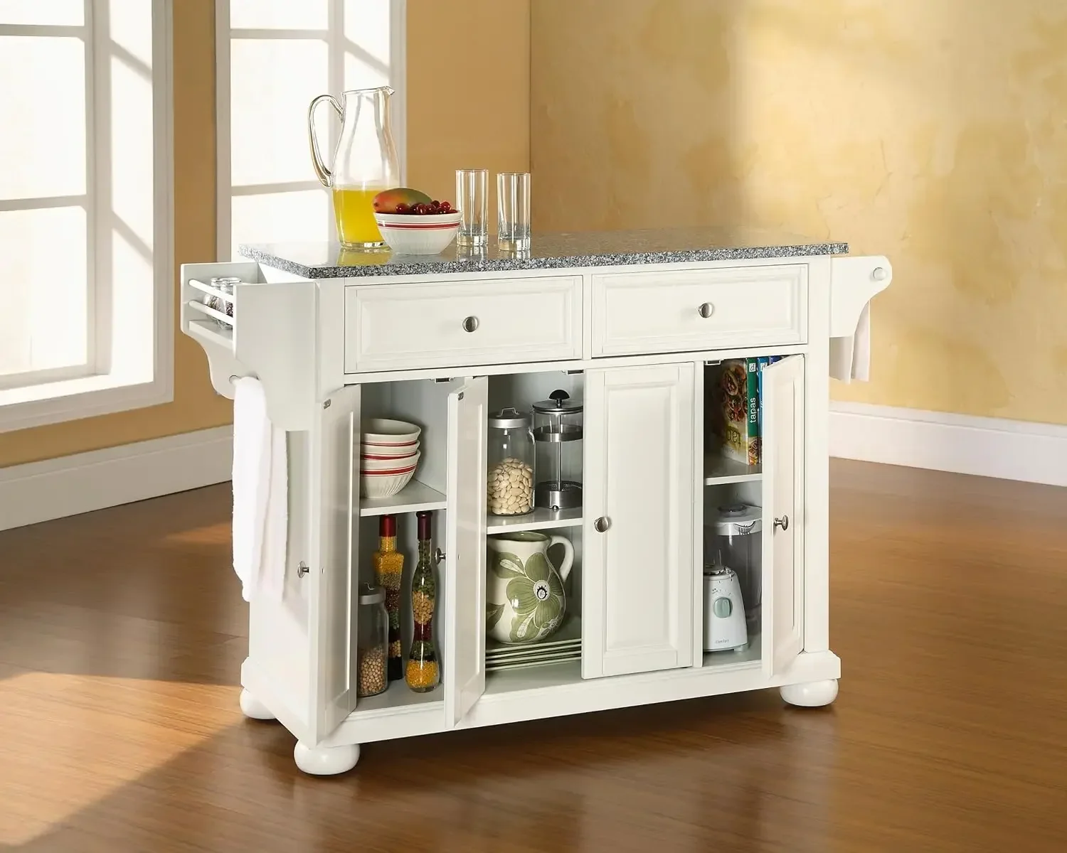 

Alexandria Kitchen Island with Solid Grey Granite Top