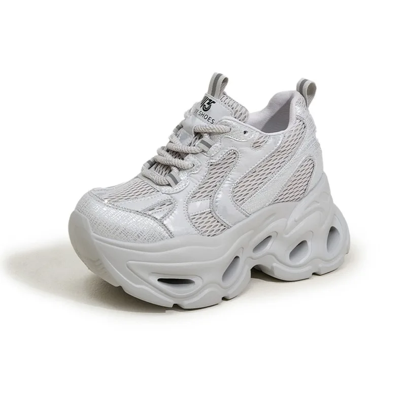 

10cm Women Platform Sneakers Cross-straps Design Casual Shoes Vintage Lace Up Sneakers Tennis Outdoor Sports Shoes Female