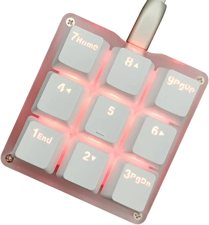 Macro Keypad 9 Keys Mechanical Keyboard Mini One Handed Single Backlit Portable Programmable Keypad for OSU Electric Outemu