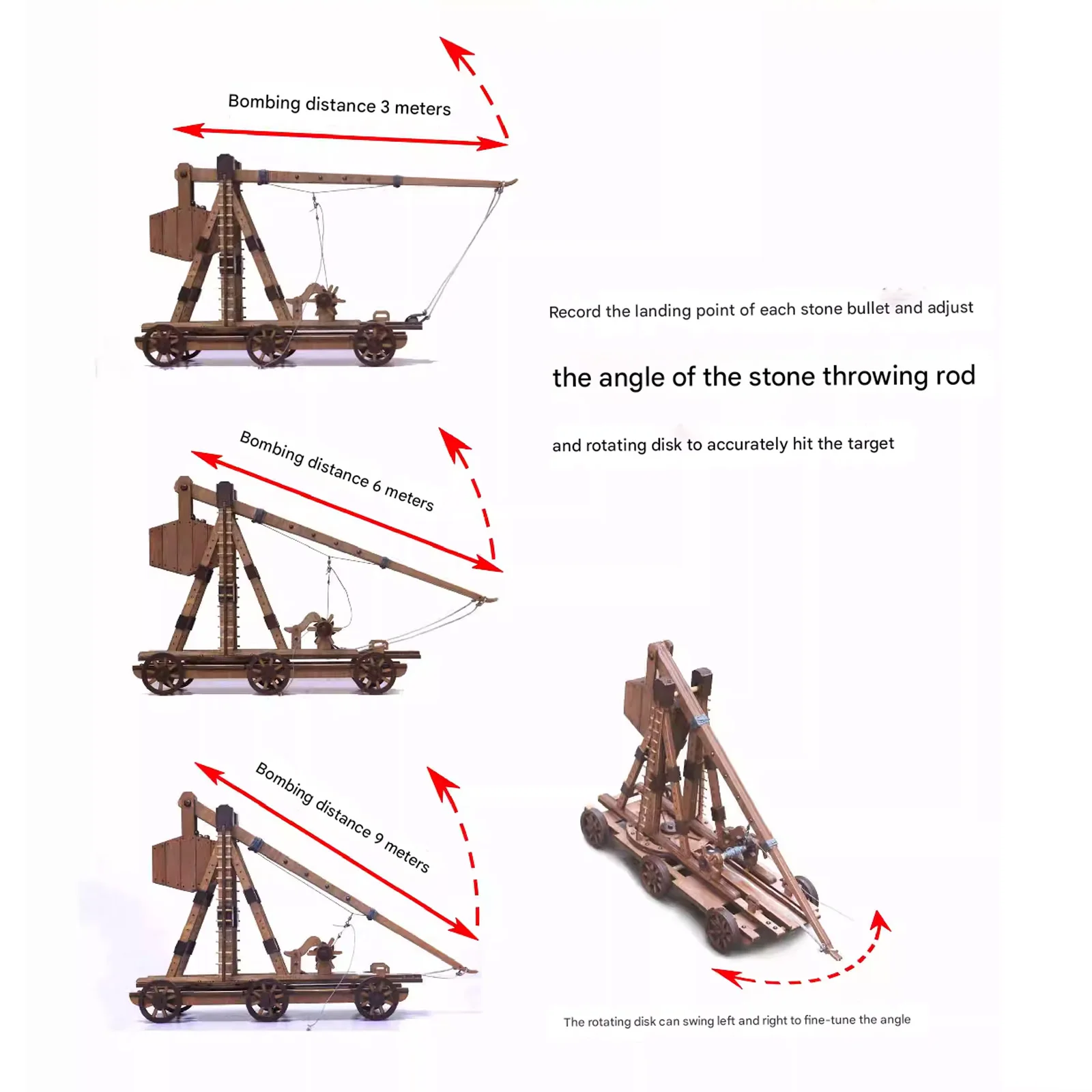 DIY تجميع الألغاز الخشبية ثلاثية الأبعاد للبالغين Trebuchet Science Building Kit نموذج المنجنيق هدايا عيد الميلاد