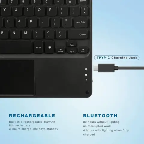 Universal 10inch Backlit Touchpad Keyboard For iPad Windows Android Portable Rechargeable Keyboards Portuguese/Spanish /Korean