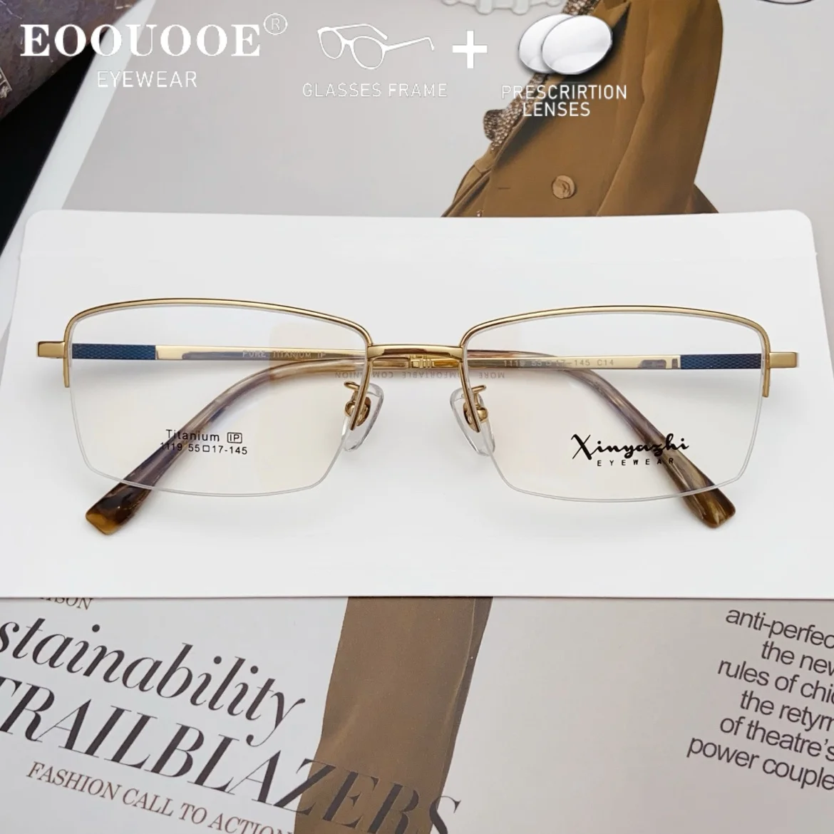 

Ultra light Pure Titanium Glasses For Men Prescription Myopia Hyperopia Lenses ADD Progressive Men's Optical Eyewear Blue Light