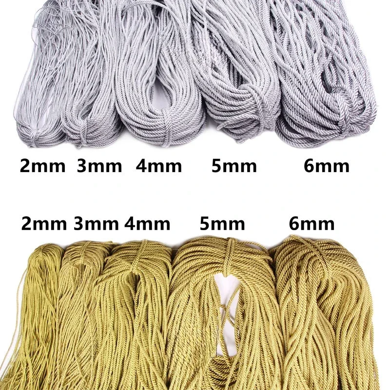 5/10pcs Color Braided Twisted Wire 5M 2/3/4/5/6mm Gold/Silver Rope DIY Accessories For Gift Boxes Hand-Held Cords