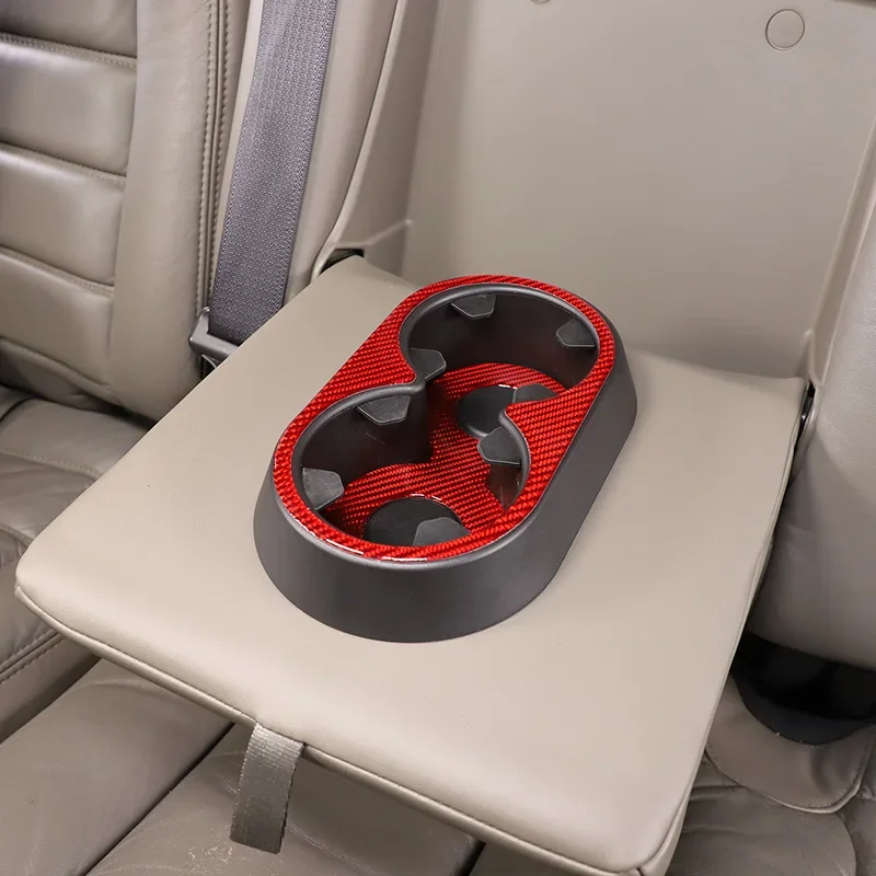 

For Hummer H2 2003-2007 Soft Carbon Fiber Car Rear Seat Hidden Water Cup Holder Panel Decorative Sticker Interior Accessories