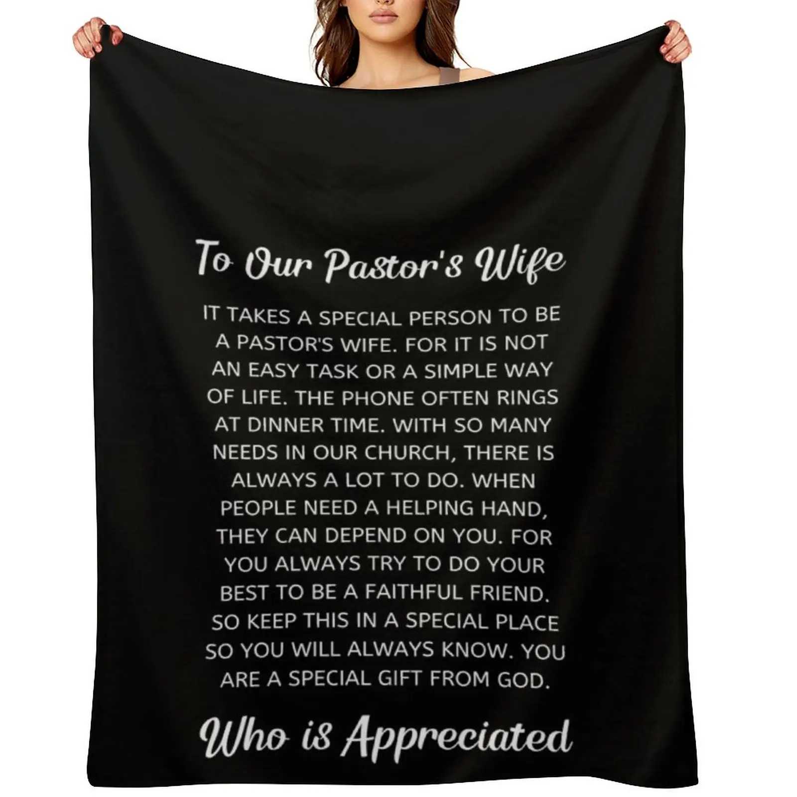 

Pastor's Wife Appreciation Throw Blanket Weighted Flannel Fabric Nap Camping Blankets